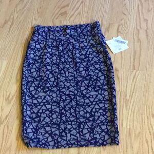 NWT LULAROE CASSIE skirt in XS in navy & gray